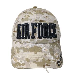Air Force Slideback Hat Camouflage One Size Adjustable Embroidered Distressed